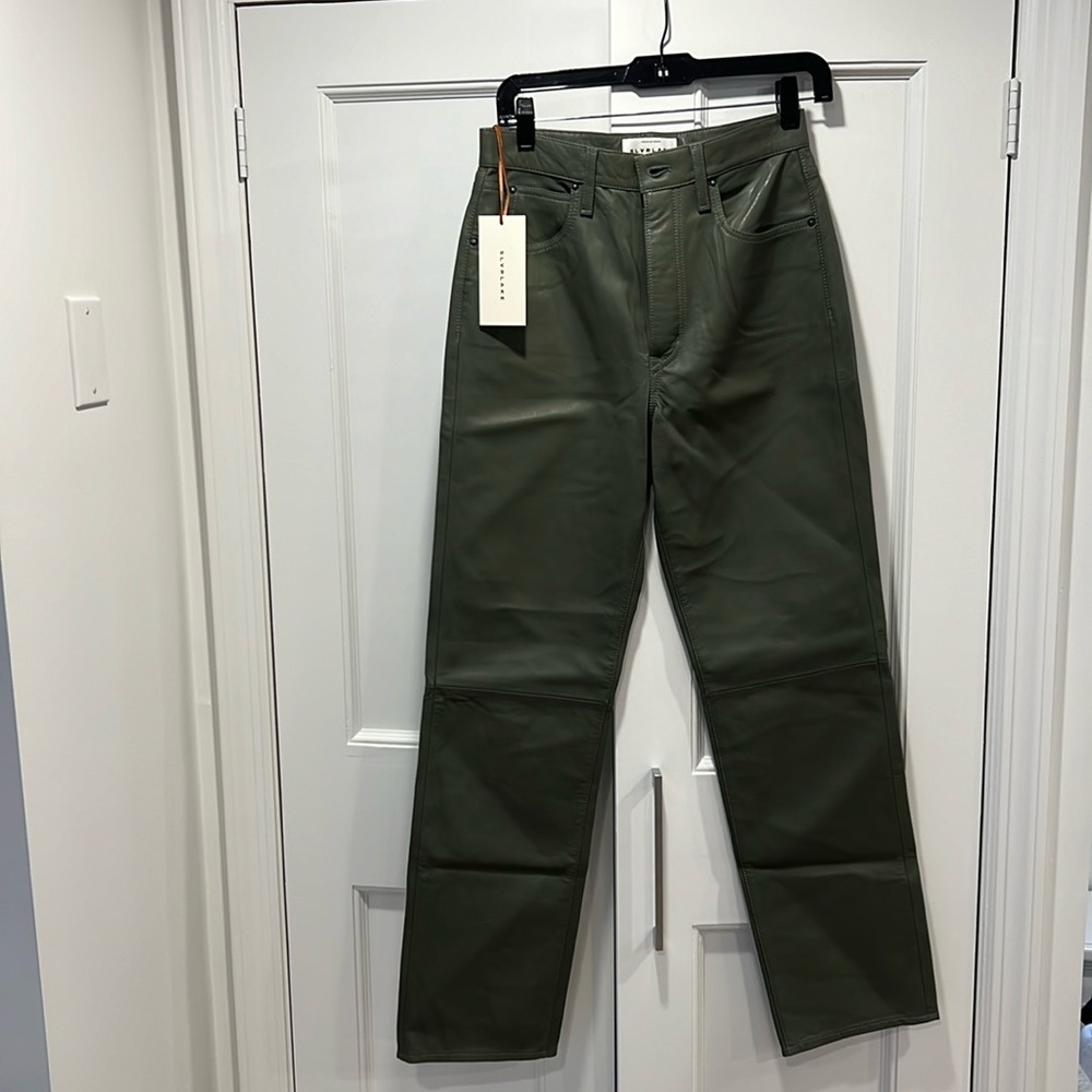 NWT Slvrlake London Leather Olive Pants